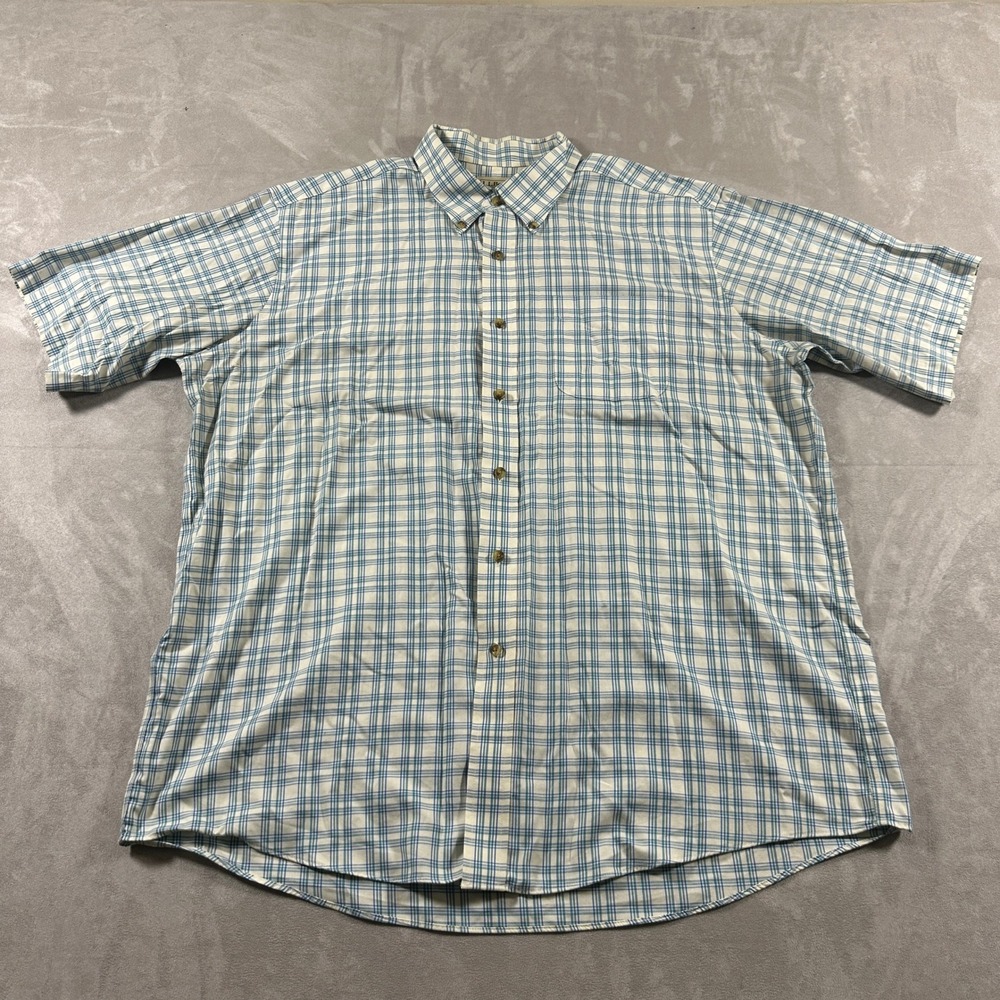 L.L.Bean Button Up Shirt Mens Traditional Fit Plaid XL Blue White